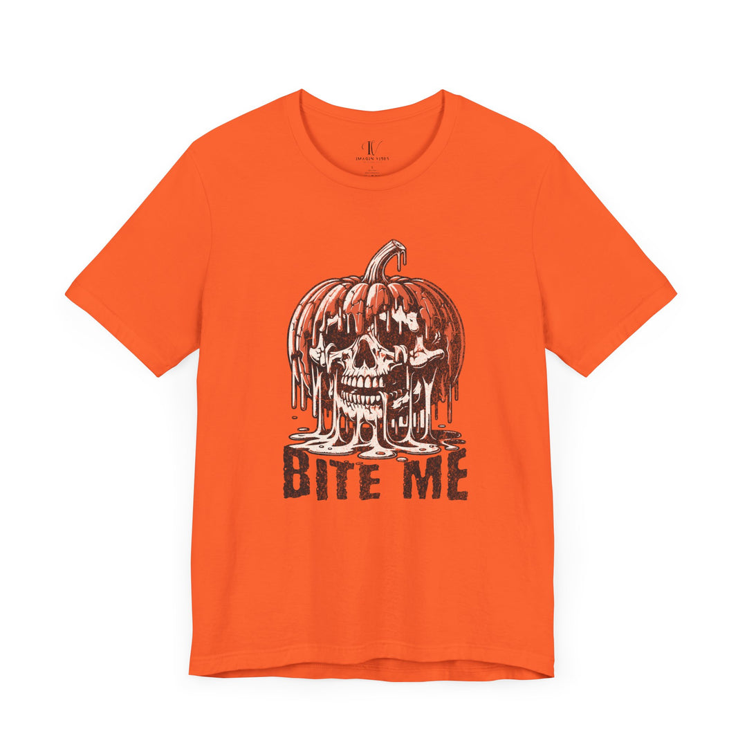 Halloween Tee - Bite Me Pumpkin Skull Tee