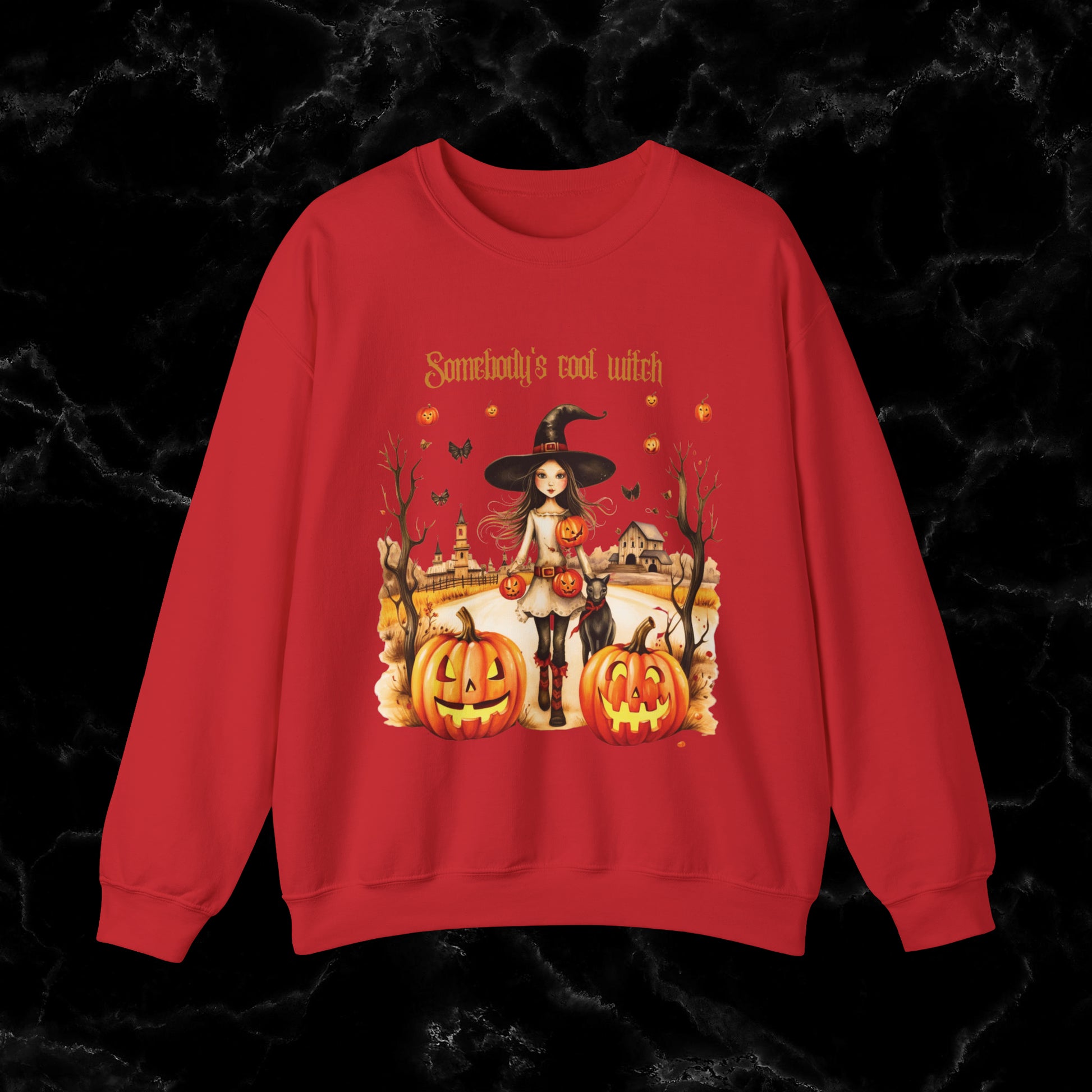 Somebody's Cool Witch Halloween Sweatshirt - Embrace the Witchy Vibes Sweatshirt S Red 