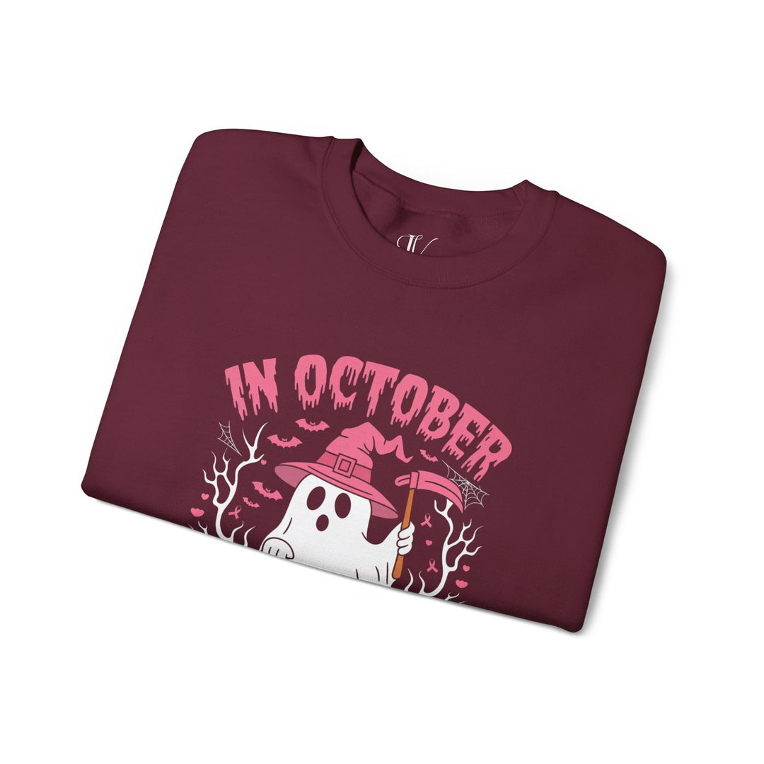 In October We Wear Pink: Breast Cancer Awareness Sweatshirt Sweatshirt Printify