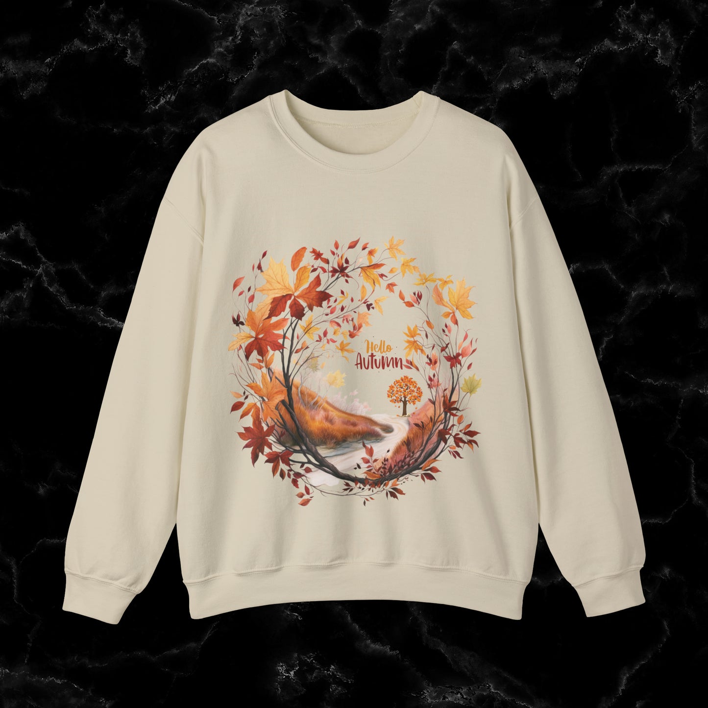 Hello Autumn Sweatshirt | Fall Design | Fall Seasonal Sweatshirt | Autumn Lover Sweatshirt S Sand 