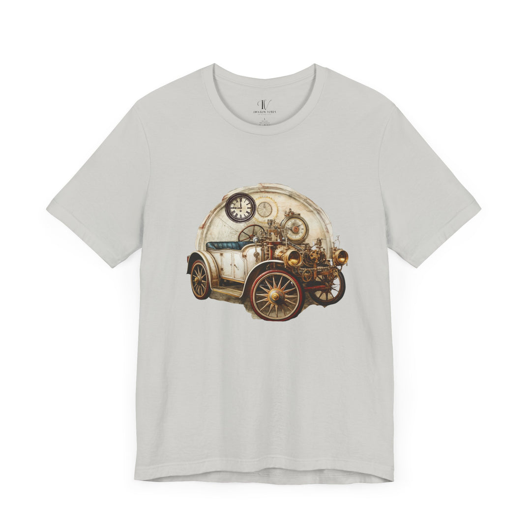 Steampunk Vintage Car T-Shirt T-Shirt Printify Silver S