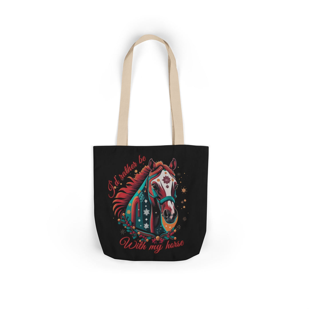 I'd Rather Be With My Horse Christmas Tote Bag Accessories Printify 13" × 13'' Beige
