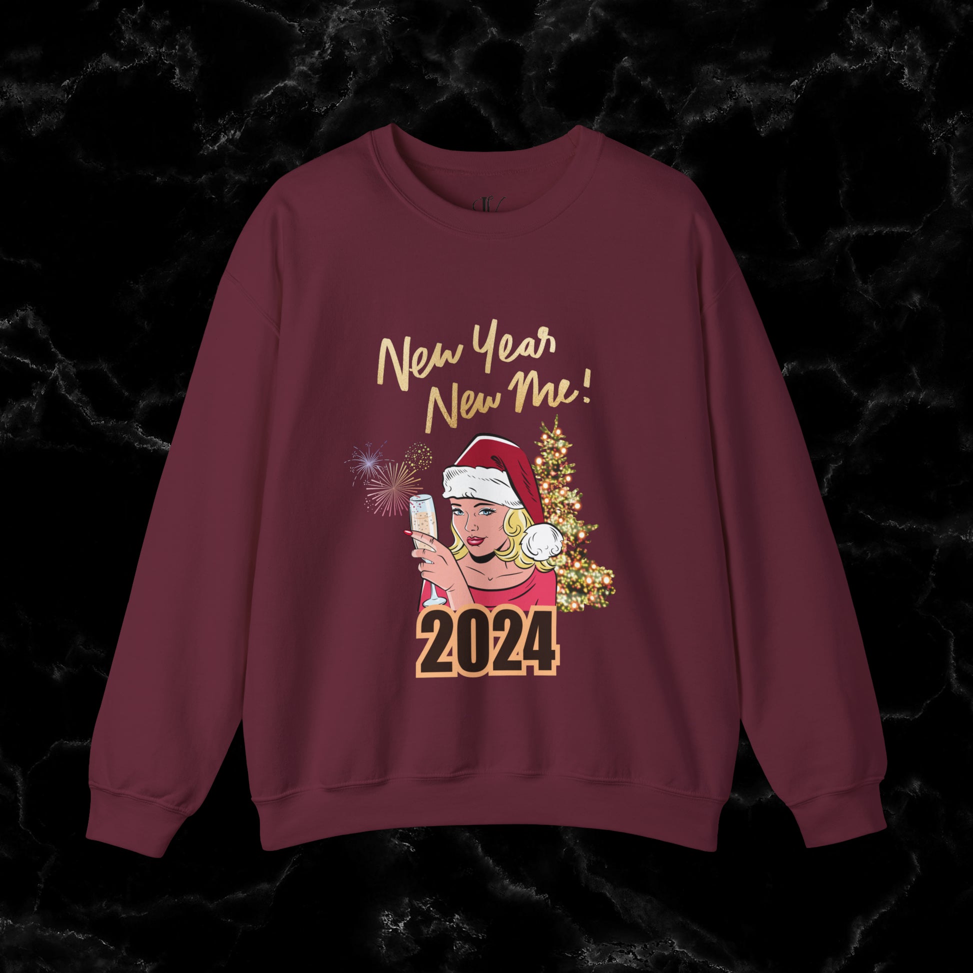 New Year New Me Sweatshirt - Motivational, Inspirational Resolutions Shirt, Christmas Family Tee Sweatshirt S Maroon 