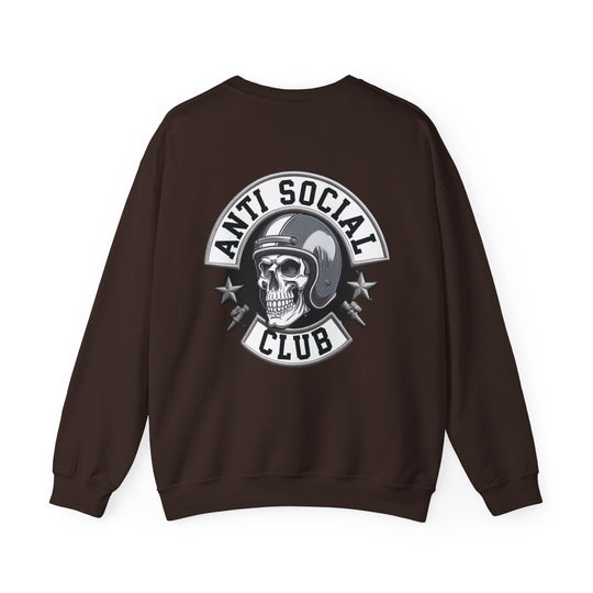 Motorcycle Skull Unisex Sweatshirt - ANTI SOCIAL CLUB Sweatshirt Printify S Dark Chocolate