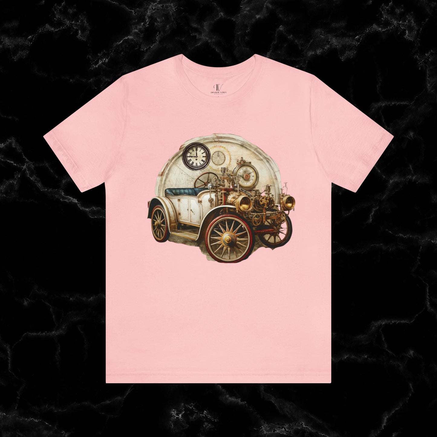 Ride in Style: Vintage Car Enthusiast T-Shirt with Classic Wheels and Timeless Appeal T-Shirt Pink S 