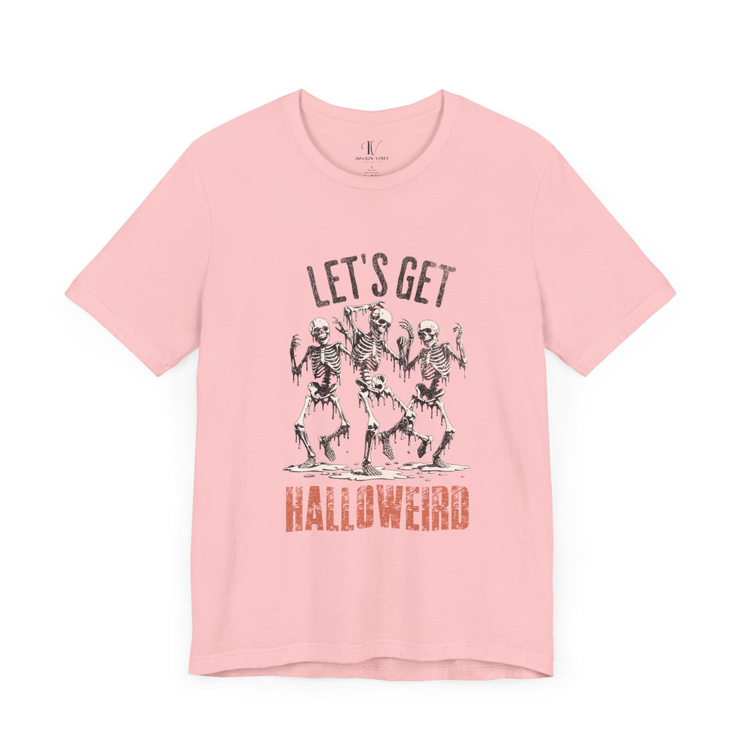 Unisex Tee - Vintage Spooky Halloween Skeletons Let's Get Halloweird