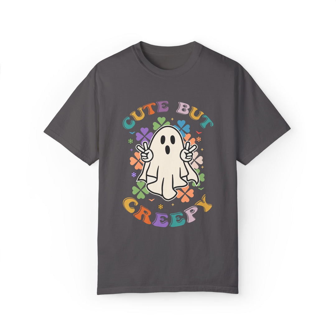 Ghost T-shirt - Cute But Creepy - Halloween Retro Vibe T-Shirt Printify Graphite S