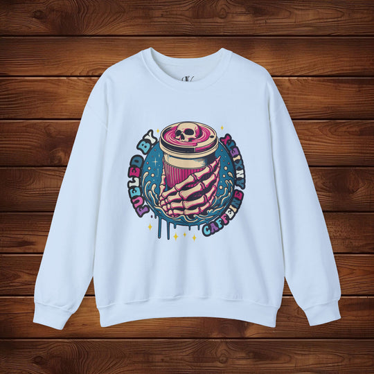 Fueled by Caffeine Anxiety Sweatshirt Sweatshirt Printify S Light Blue