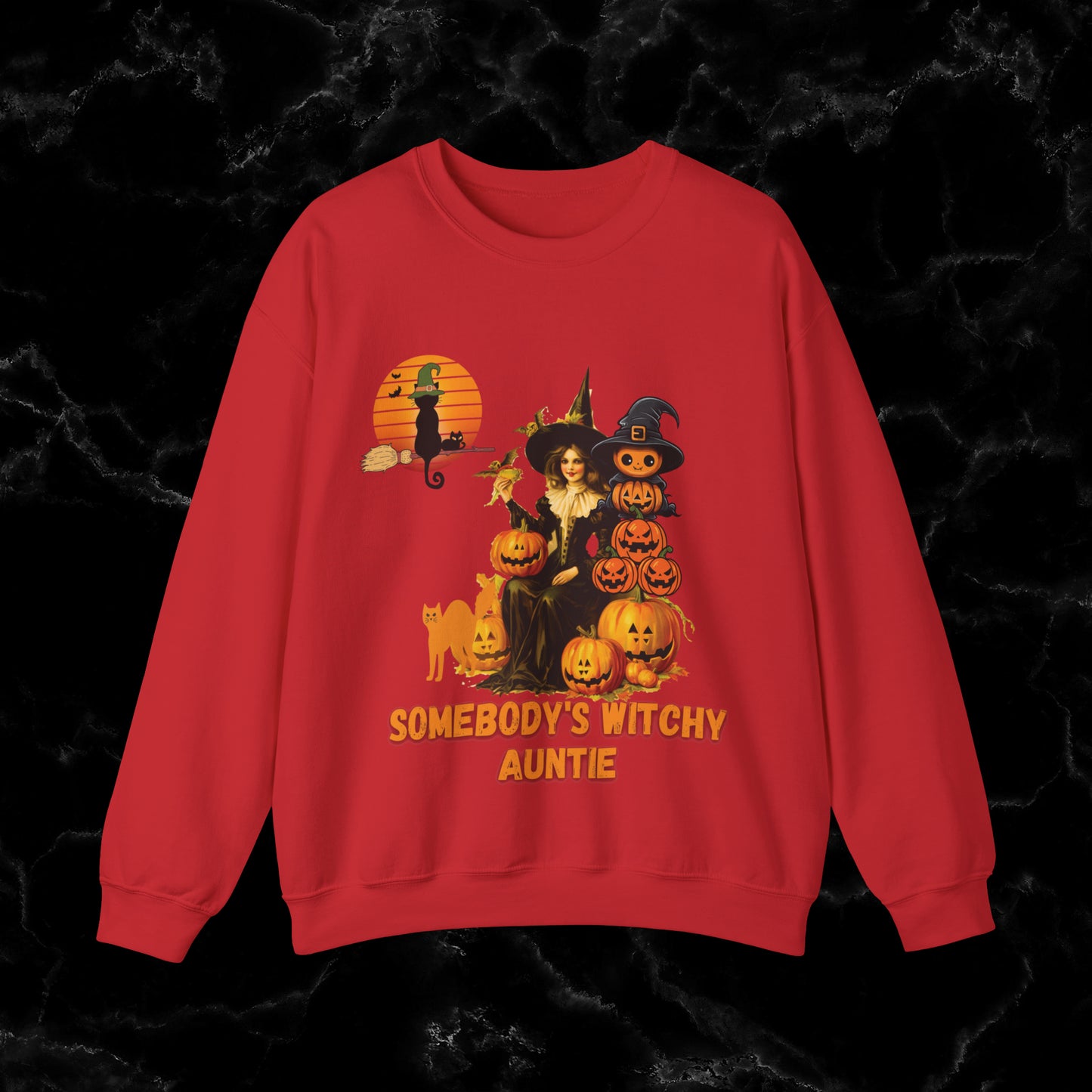 Somebody's Witchy Auntie Sweatshirt - Cool Aunt Shirt for Halloween Sweatshirt S Red 