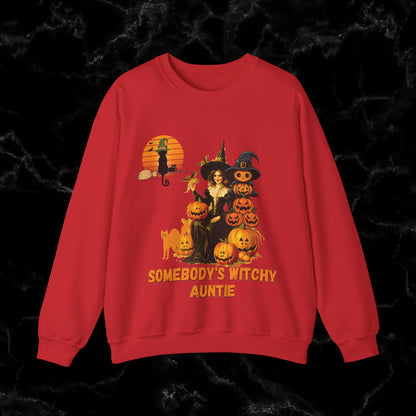 Somebody's Witchy Auntie Sweatshirt - Cool Aunt Shirt for Halloween Sweatshirt S Red 
