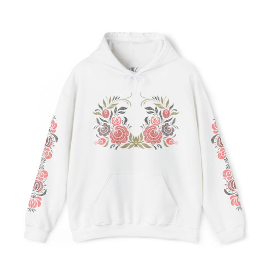 Folk Art Hoodie - Traditional Motifs and Bold Colors Hoodie Printify White S