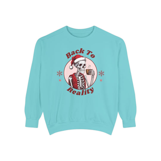 Skeleton Coffee Break Sweatshirt - Back To Reality Sweatshirt Printify Chalky Mint S