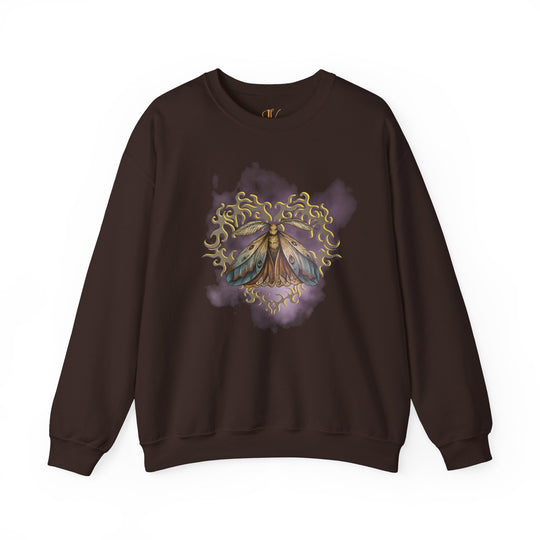 Moth Heart Sweatshirt - Ethereal and Cozy Sweatshirt Printify S Dark Chocolate