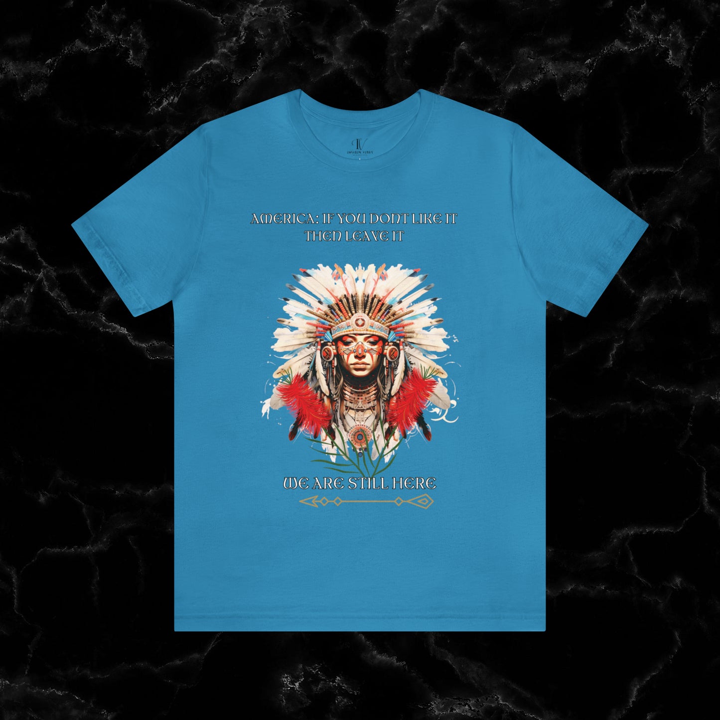 America Love it Then Leave It T-Shirt - Indigenous Native Shirt T-Shirt Aqua S 