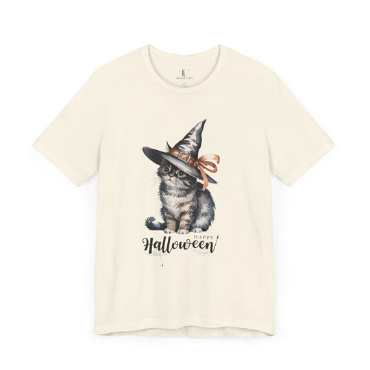 Halloween Witch Cute Cat "Happy Halloween" T-Shirt