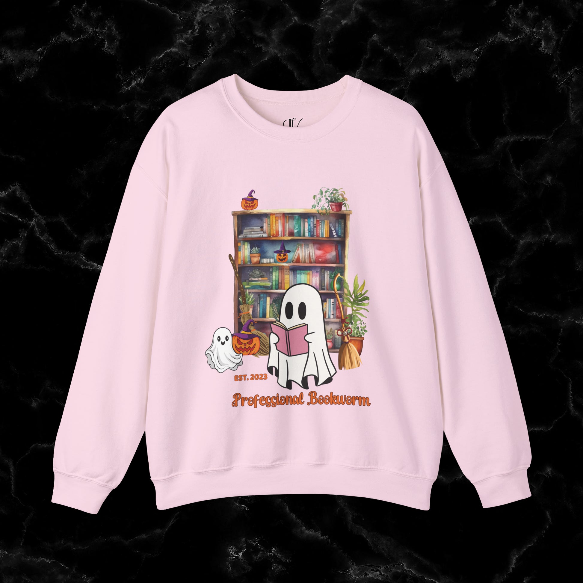 Witchy Gifts for Book Lover Cottagecore Pumpkin Witch Sweatshirt - Bookworm Back To School Reading Fall Sweater, Perfect Present for Bookworm Aunt's Birthday Sweatshirt S Light Pink 