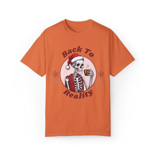 Back To Reality Skeleton Santa Coffee T-shirt T-Shirt Printify Burnt Orange S