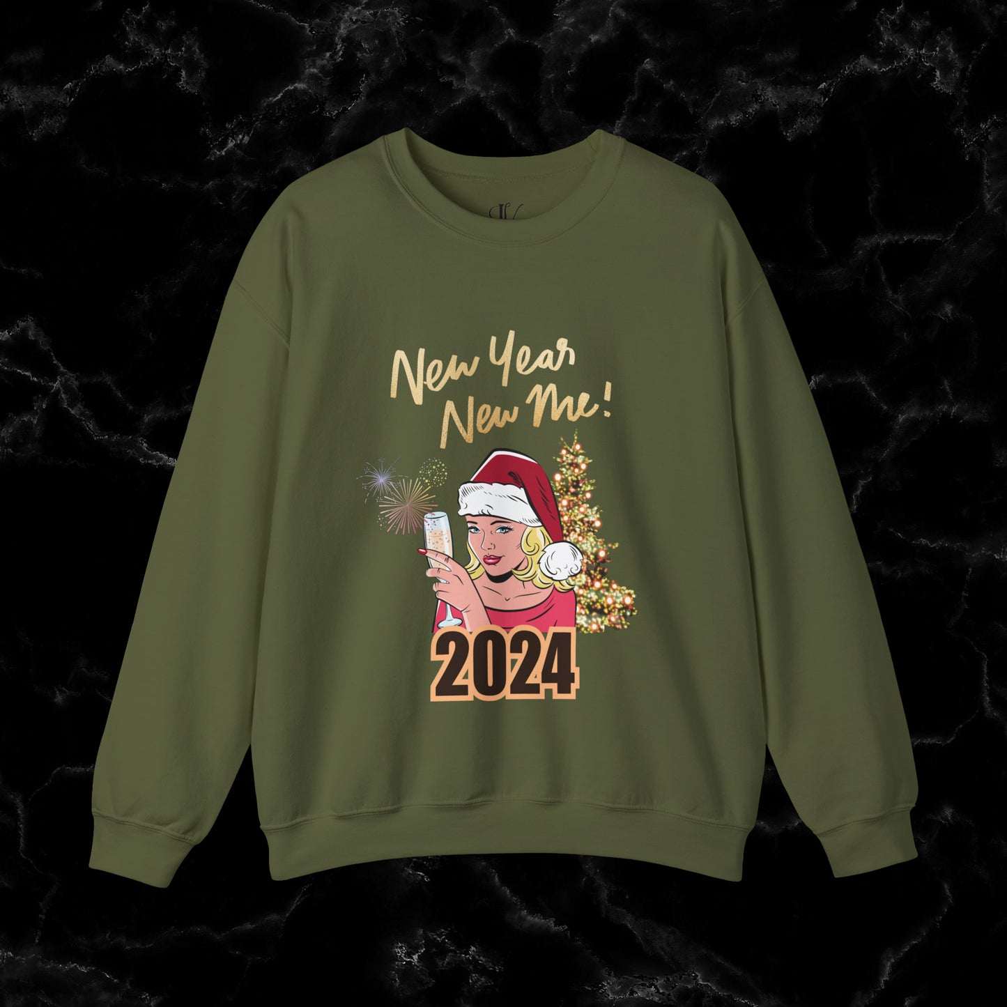 New Year New Me Sweatshirt - Motivational, Inspirational Resolutions Shirt, Christmas Family Tee Sweatshirt S Military Green 