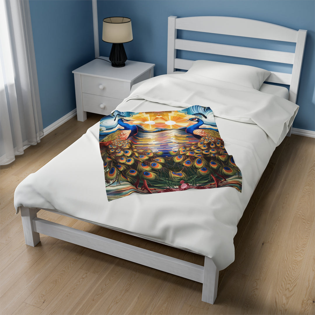 Velveteen Plush Blanket - Peacock Tapestry All Over Prints Printify