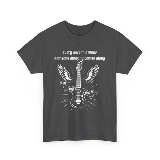 Unisex Tee - Rock n' Roll Guitar Wing - 'EVERY ONCE' T-Shirt Printify Dark Heather S