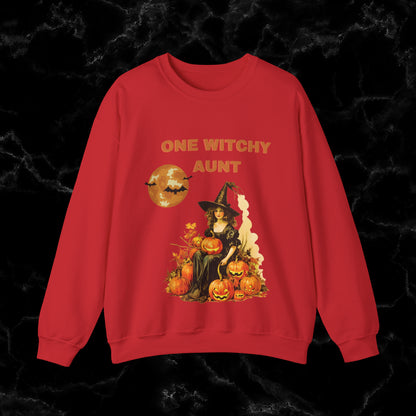 One Witchy Aunt Sweatshirt - Cool Aunt Shirt, Feral Aunt Sweatshirt, Perfect Gifts for Aunts Halloween Sweatshirt S Red 