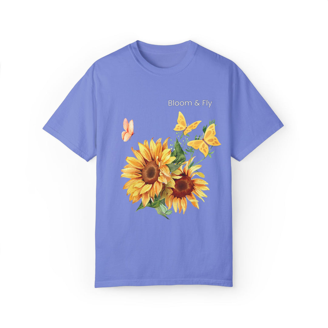 Sunflower T-shirt - Bloom & Fly Nature-Inspired Tee T-Shirt Printify Flo Blue S