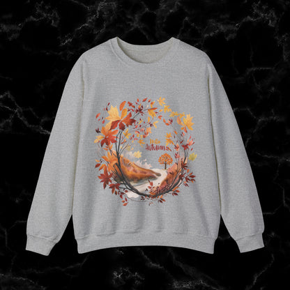 Hello Autumn Sweatshirt | Fall Design | Fall Seasonal Sweatshirt | Beauty Of Autumn Sweatshirt S Sport Grey 