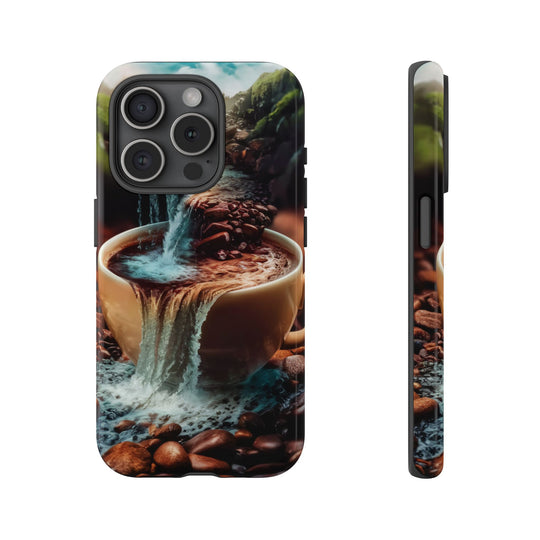 Coffee Lover Tough Case - Surreal Mountain Landscape Phone Case Printify iPhone 15 Pro Glossy