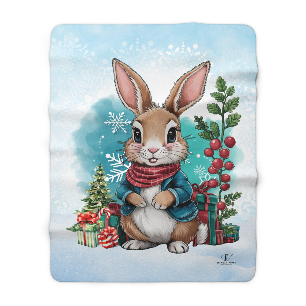 Sherpa Fleece Blanket Winter Bunny Christmas