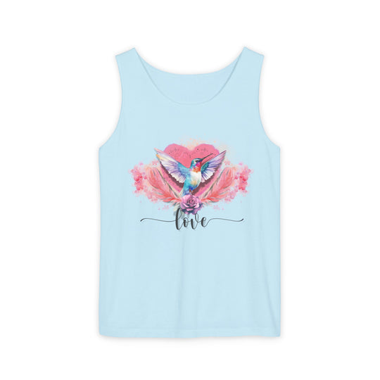 Hummingbird Love Tank Top Tank Top Printify Chambray XS