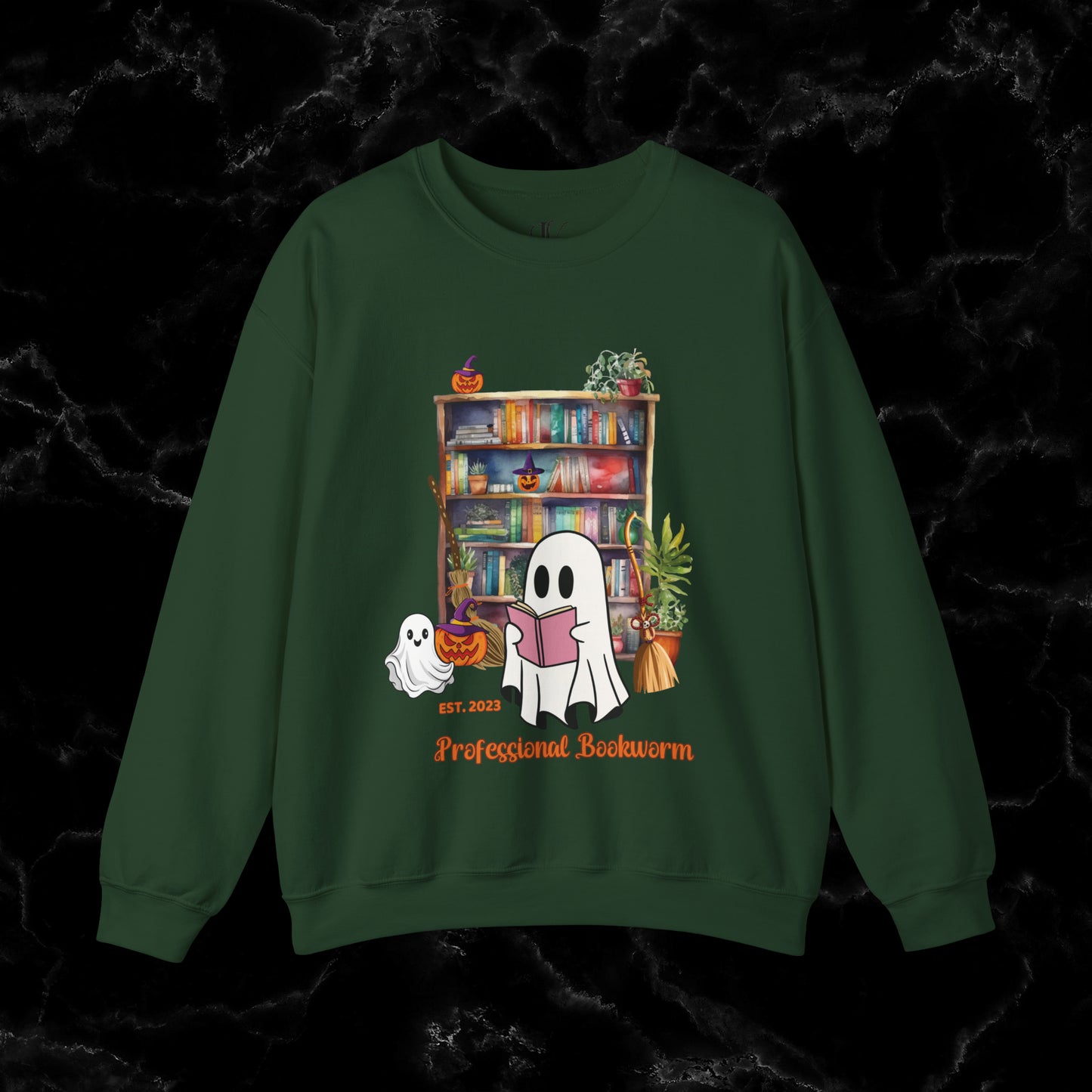 Witchy Gifts for Book Lover Cottagecore Pumpkin Witch Sweatshirt - Bookworm Back To School Reading Fall Sweater, Perfect Present for Bookworm Aunt's Birthday Sweatshirt S Forest Green 