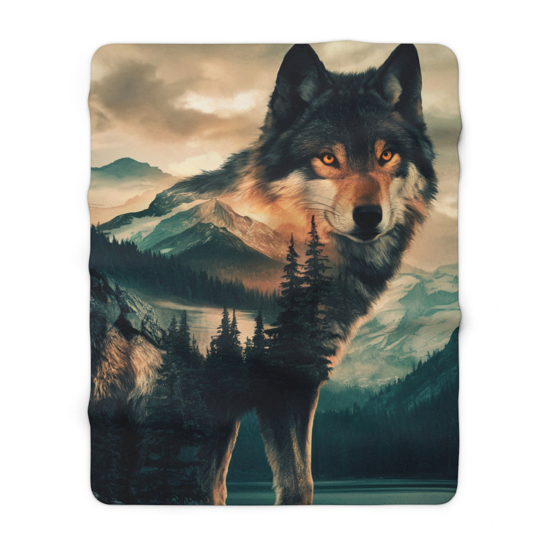 Sherpa Fleece Blanket - Mystical Wolf Mountain Landscape Home Decor Printify 60" × 80"