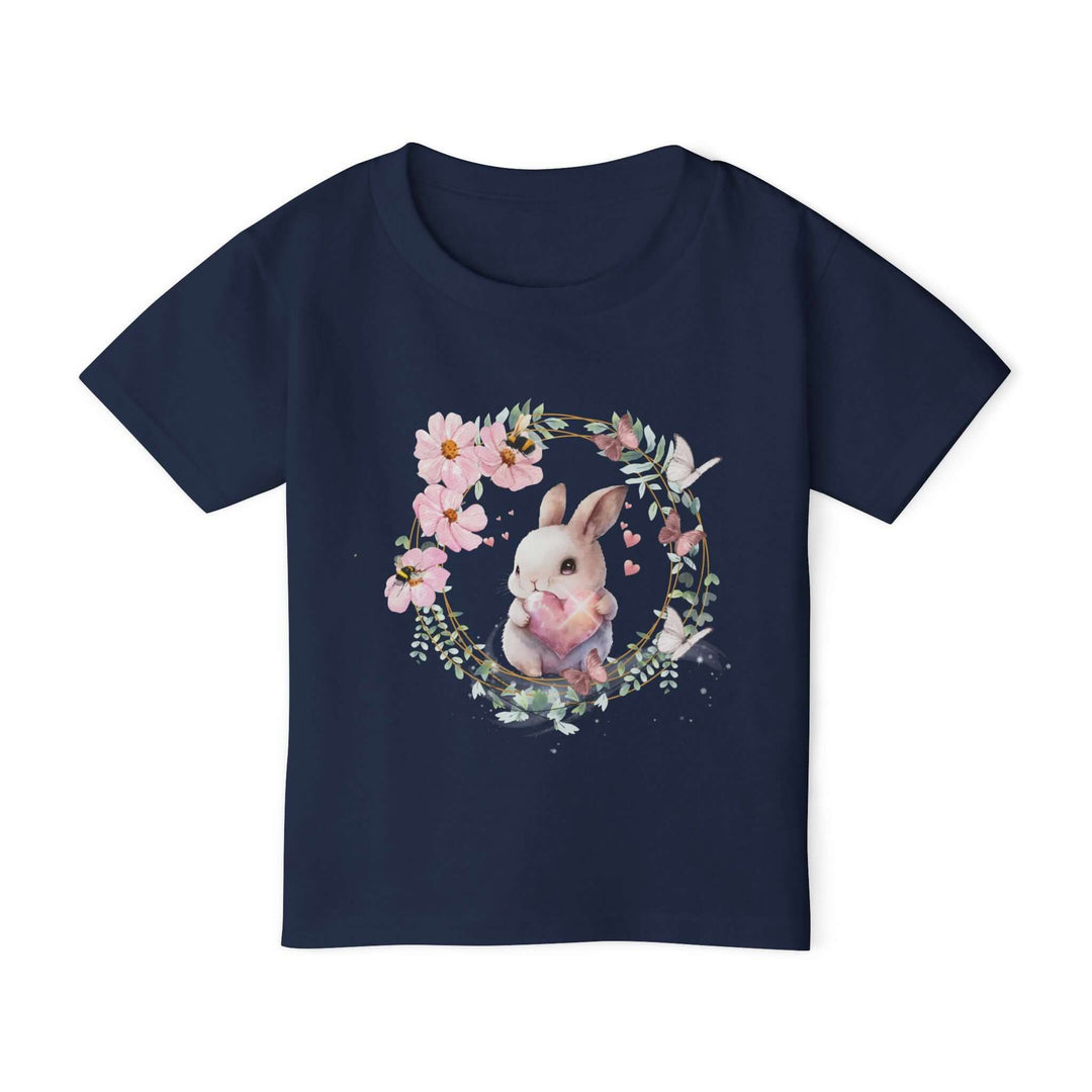 Bunny Floral Toddler T-shirt Kids clothes Printify Navy 2T