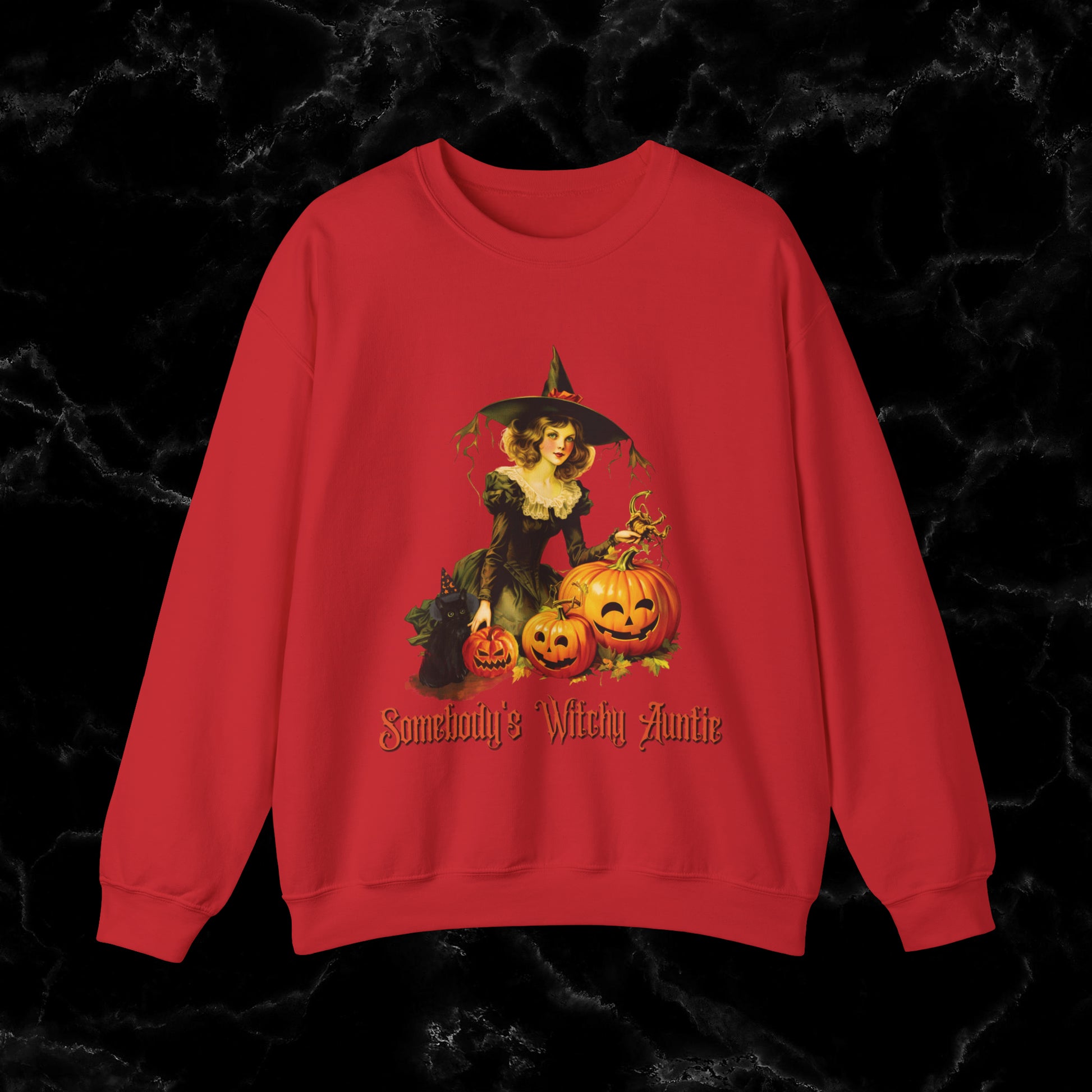 Witchy Auntie Sweatshirt - Cool Aunt Shirt for Halloweenl Vibes Sweatshirt S Red 