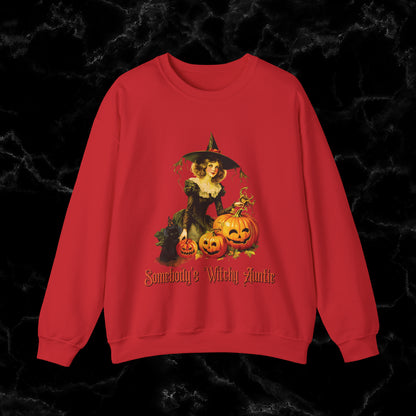 Witchy Auntie Sweatshirt - Cool Aunt Shirt for Halloweenl Vibes Sweatshirt S Red 