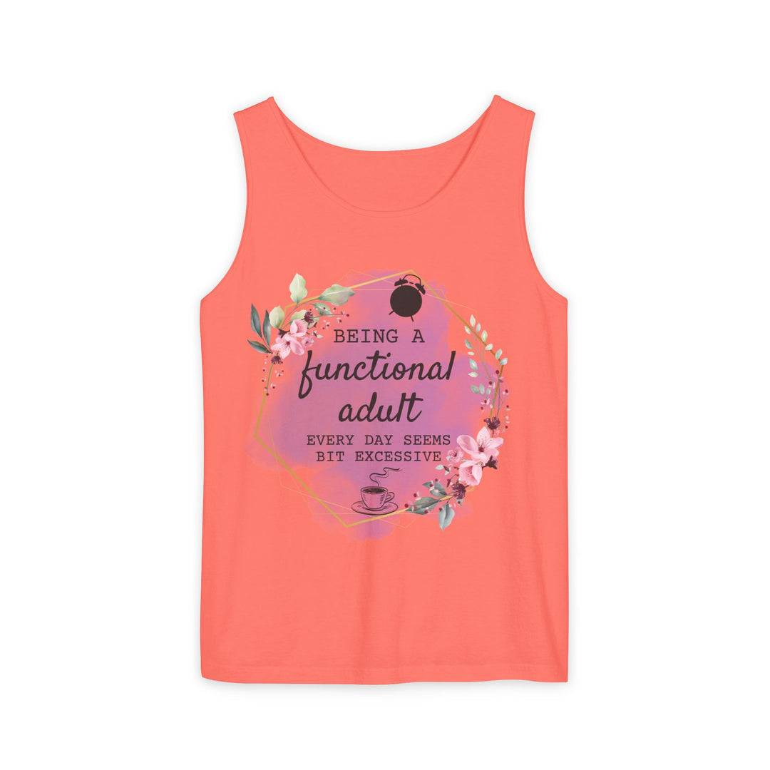 Tank Top: Humorous and Relatable Adulting Tank Top Printify Neon Red Orange XS