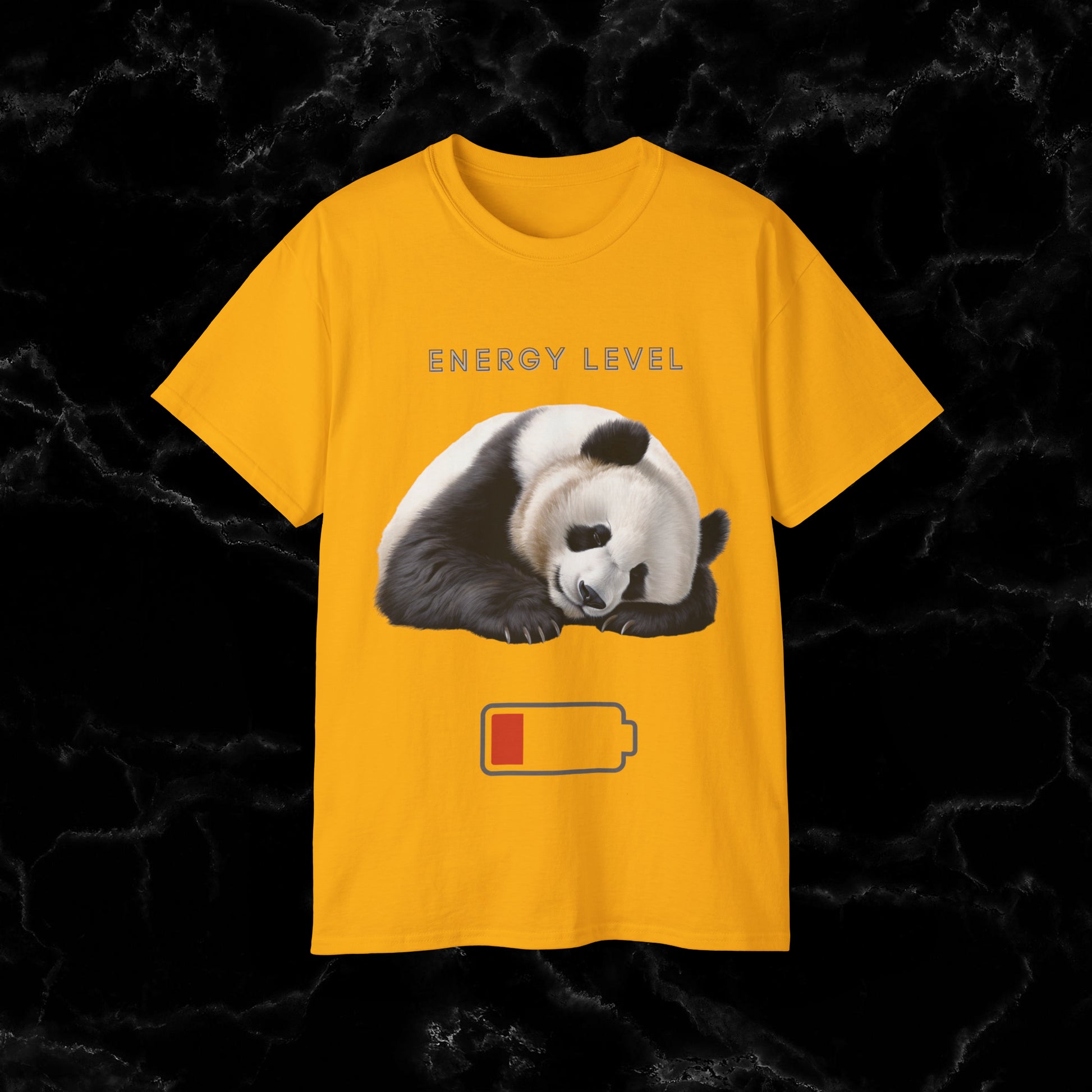 Nap Time Panda Unisex Funny Tee - Hilarious Panda Nap Design - Energy Level T-Shirt Gold S 