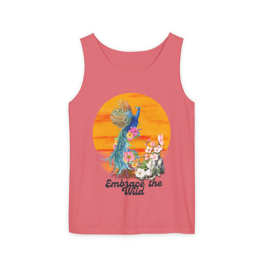 Boho-Chic Tank Top - Embrace the Wild, Peacock and Flower Tank Top Printify Watermelon S