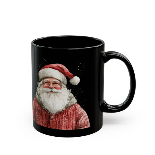 Boho Watercolor Santa Black Mug