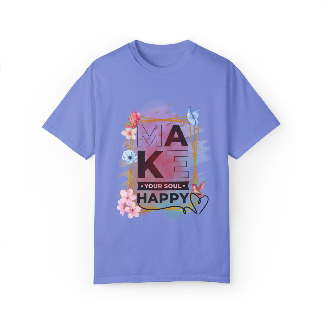 Motivational Watercolor T-Shirt - Make Your Soul Happy T-Shirt Printify Flo Blue S