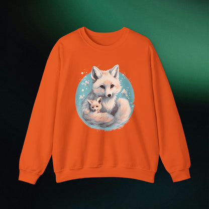 Vintage Forest Witch Aesthetic Sweatshirt - Cozy Fox Cottagecore Sweater with Mommy and Baby Fox Design Sweatshirt S Orange 