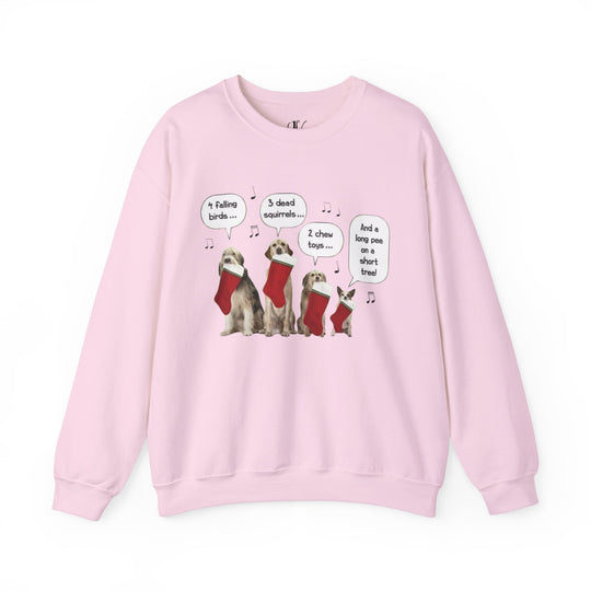 Christmas Dogs Crewneck Sweatshirt Sweatshirt Printify S Light Pink