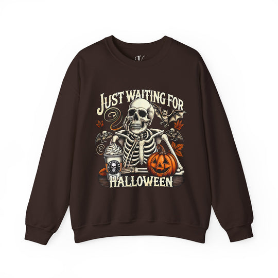 Skeleton Halloween Crewneck Sweatshirt - Just Waiting for Halloween