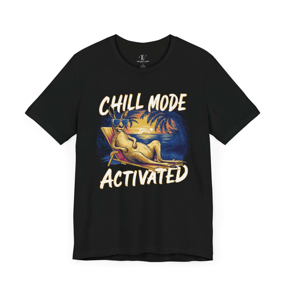 Kangaroo Tee with 'CHILL MODE ACTIVATED' T-Shirt Printify Black XS