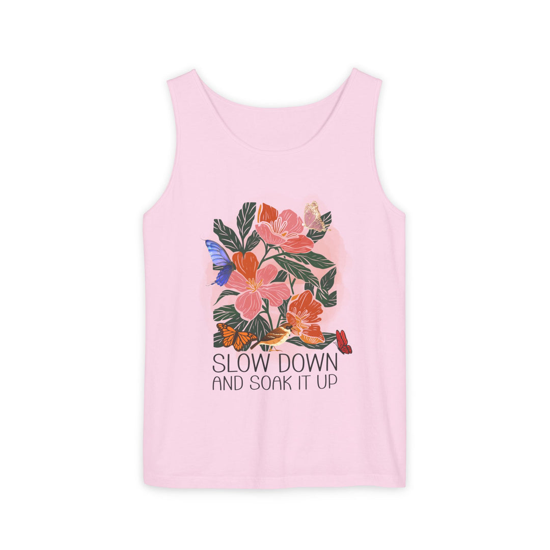 Floral Tank Top - Slow Down and Soak It Up Tank Top Printify Blossom S