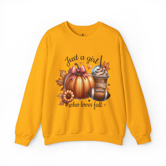 Just a Girl Who Loves Fall Sweatshirt Sweatshirt Printify S Gold