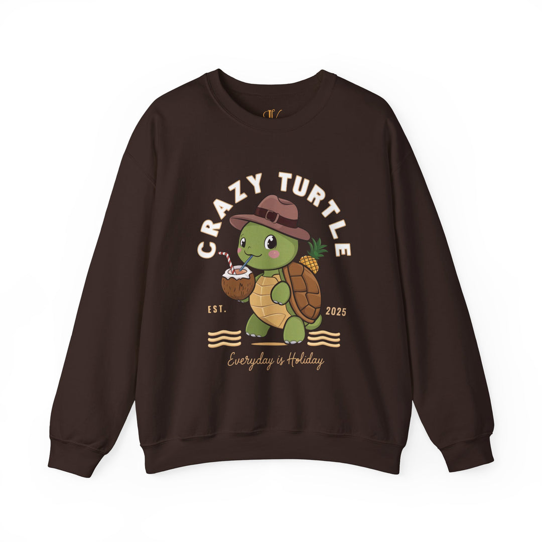 Crazy Turtle Graphic Sweatshirt Sweatshirt Printify S Dark Chocolate