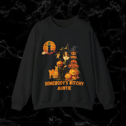 Somebody's Witchy Auntie Sweatshirt - Cool Aunt Shirt for Halloween Sweatshirt S Black 