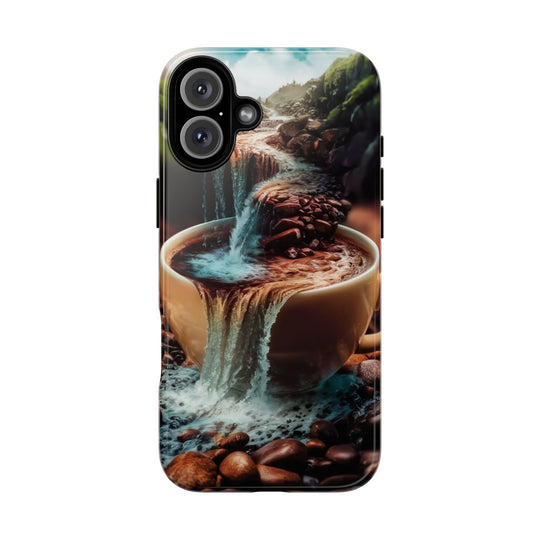 Coffee Lover Tough Case - Surreal Mountain Landscape Phone Case Printify iPhone 16 Plus Glossy