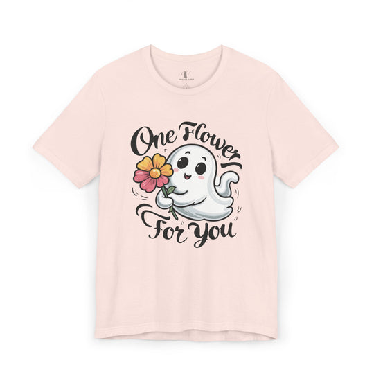 Cute Ghost "One Flower for You" T-Shirt - Spooky Fashion